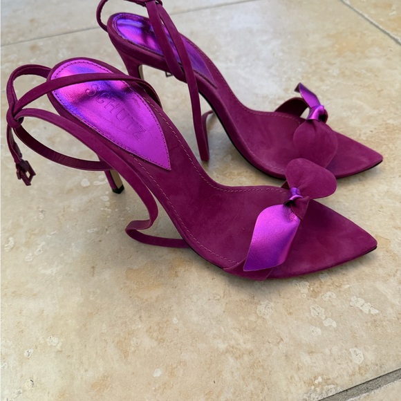 SCHUTZ Purple Strappy Heels with Bow - Picture 2 of 3